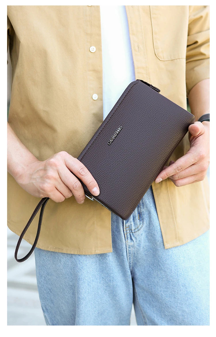 Leather Wallet FL-V1 Men Business Clutch Bag Smart Fingerprint Lock Security Anti Theft Handbag Black Safety Men Wallet сумка 가방