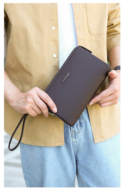 Leather Wallet FL-V1 Men Business Clutch Bag Smart Fingerprint Lock Security Anti Theft Handbag Black Safety Men Wallet сумка 가방
