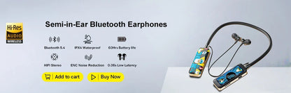 Color Screen Bluetooth 5.4 Earphones Neckband Headphones Wireless Headsets HiFi Stereo Noise Reduction Earbuds for Live Xiaomi