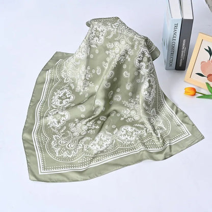 Versatile Women Professional Neck Scarf 70cm Black Paisley Printed Hip Hop Bandana Square Scarf Headwear Hairwrap