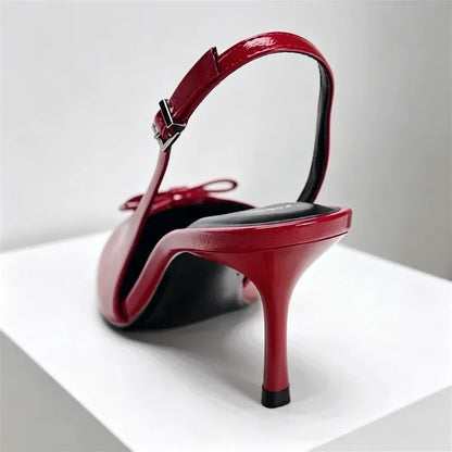 Women's Sandals Luxury Brand Designer Pointed Toe High Heel Sandals Women Sexy Red Elegant Bow Party Dress Shoes Women's Shoes