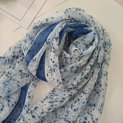 Small Flower Full of Stars Print Women Elegant Chiffon Georgette Bandana Scarf Summer Beach Sunscreen Thin Hijab Shawl