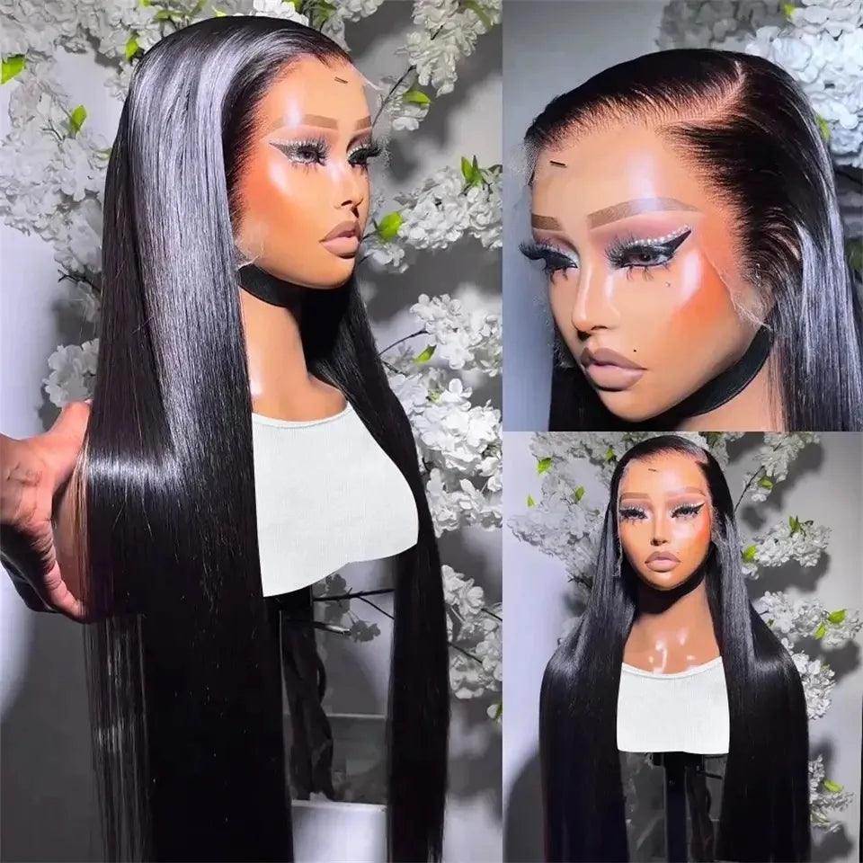 40 Inch 13x6 Hd Straight Lace Frontal Wigs Transparent Brazilian Lace Front Human Hair Wig For Women 360 Full Lace Wig