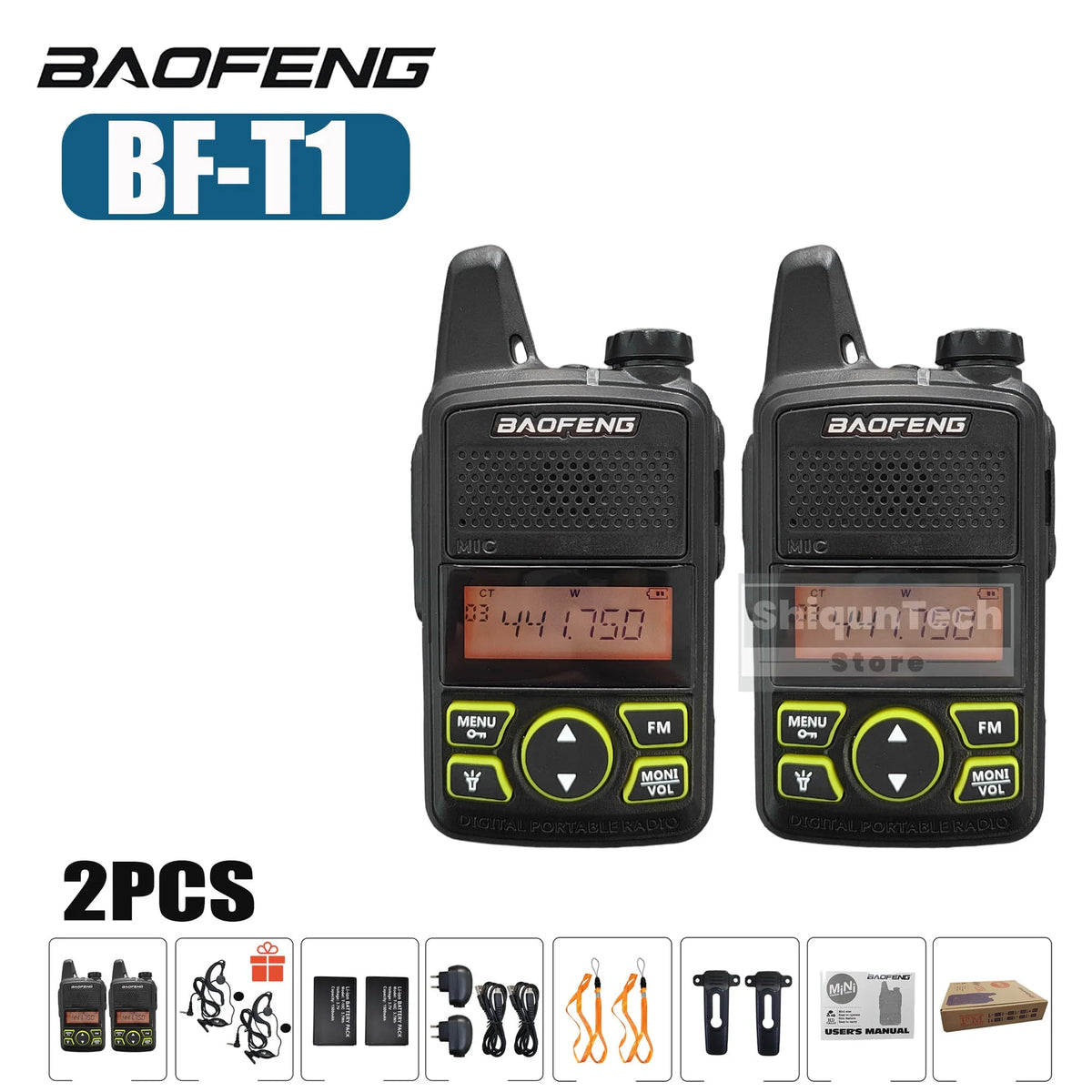 Baofeng BF-T1 Mini Two Way Radio UHF 400-470MHz FM Radio Receiver 5W 20CH Transceiver T1 Walkie Talkie For Kids Gifts 1/2/4/6PCS