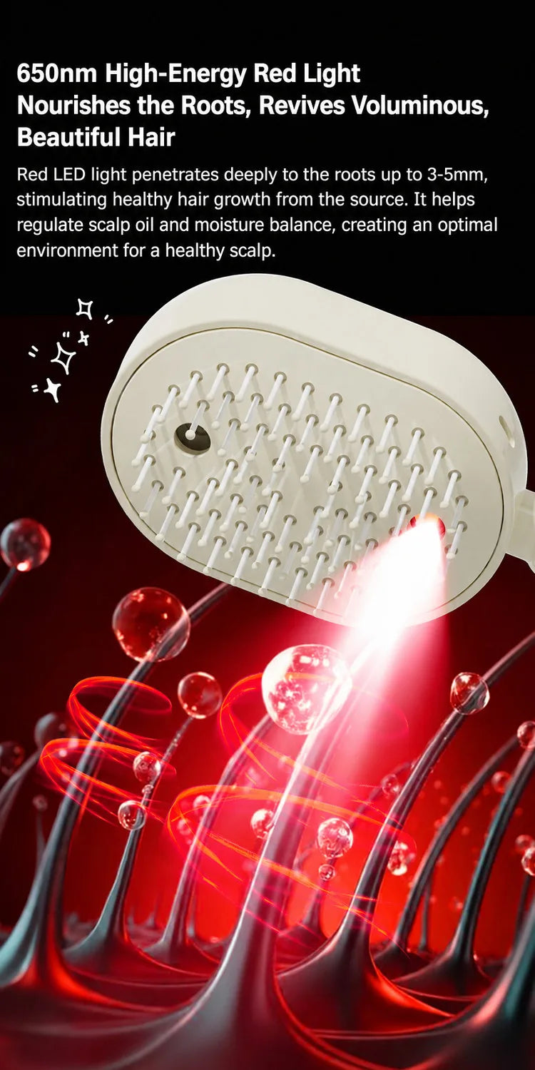 Electric Spray Hair Brush Leave-In Essential Oil Hair Care Red Light Comb Scalp Massage Reduce Frizz Smoothing Air Cushion Comb