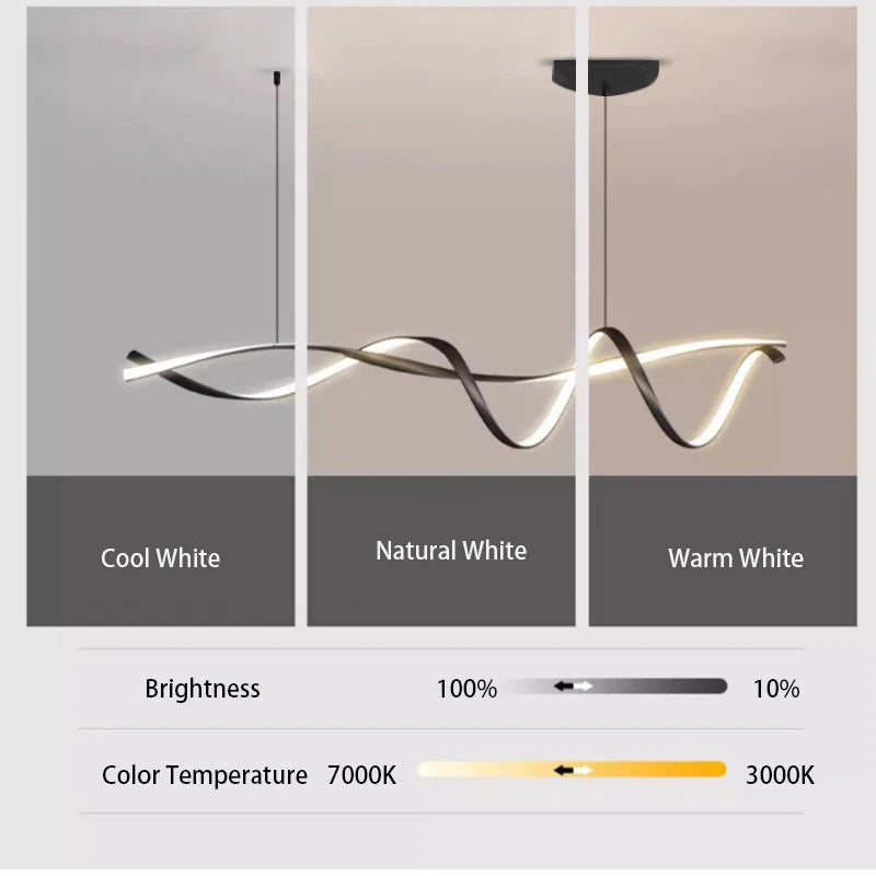 NEO Gleam Matte Black Modern Led Pendant Lights For Dining Room Kitchen Island Bar Room Indoor Hanging Pendant Lamp Fixtures