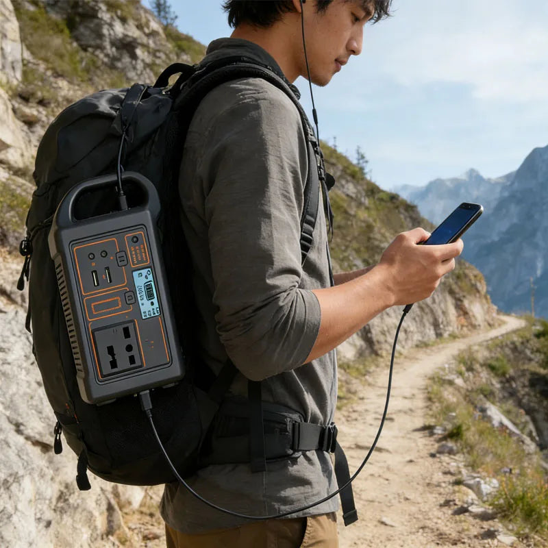Portable Solar Power Station 500W 460Wh 300W, LiFePO4 Battery 220V EU Outdoor, BMS Storage System, Power Bank and UPS Function