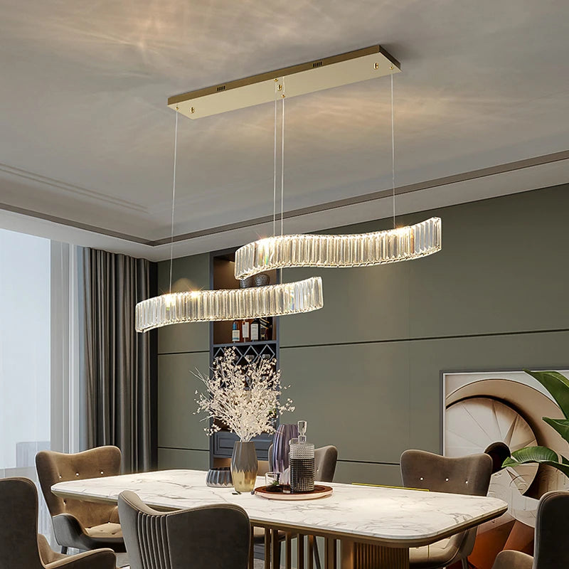 Modern Luxury LED Crystal Pendant Lights Villa Dining Room Kitchen Lighting Lustre Decor Chandeliers Indoor Bar Lights Fixture