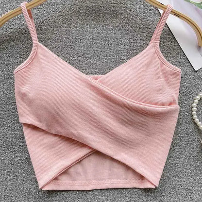  Irregular Casual Sport Camisole Women Strap Design Solid Fashion 2025 Y2K Elegant Ladies Chic Slim Tank Tops