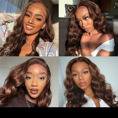 Wear And Go Glueless Human Hair Wig ISEE Hair Body Wave Lace Front Wig #4 Chocolate Brown Colored Wigs Lace Closure Wigs