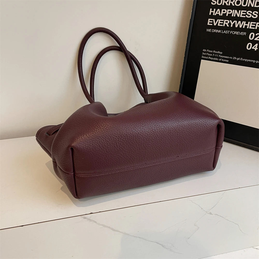2026 New Lychee Pattern Underarm Shoulder Bags For Women Soft PU Leather Large Capacity Mini Tote Bag Luxury Designer Handbags