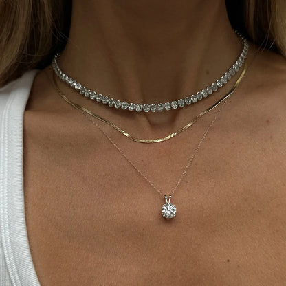 BXINY 1-5CT Brilliant Round Cut Moissanite Pendant Necklace Pure S925 Silver Certified Solitaire Diamond Neck Chain Gift Jewelry