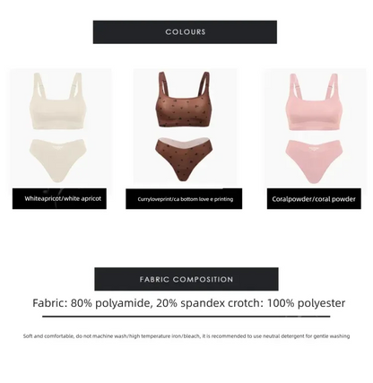 Hot Sale Leopard Print Seamless One-Piece Women's Camisole Lingerie Set T-back Bras And Panties Women Underwear Set