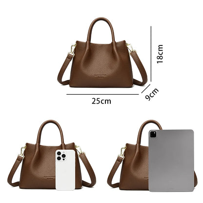 Women Soft Leather Top-Handle Bags Luxury Designer Handbag Solid Color Ladies Shoulder Crossbody Bag And Purse Commuting Sac