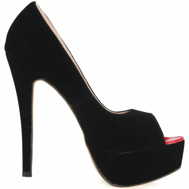 Women Platform Sandals Stilettos Sexy Stripper Pole Dance High Heels Pumps Peep Toe Ladies Nighclub Party Black Wedding Shoes