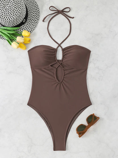 Sexy Halter Bathing Suit Woman Bandeau Swimwear One Piece Women's Swimsuit 2026 Female Bathwear Swimming for Beach Wear Monokini