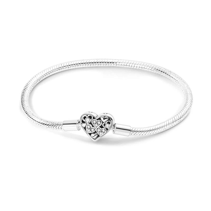 925 Sterling Silver Heart Love Snake Chain Bracelet Infinite Knot Butterfly For Women Fit Original Charms Beads Jewelry Gift