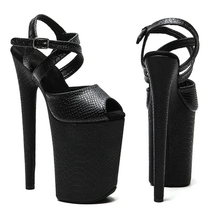 Leecabe 23CM/9inches Snake PU Upper Fashion Trend Exotic Sexy Romantic Platform Sexy High Heels Sandals Pole Dance Shoes
