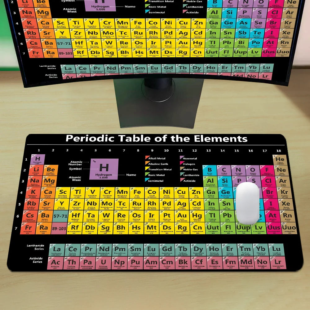Periodic Table Mouse Pad Color Gaming Mousepad Offices Accessories Laptop Office Rubber Non-Slip Rubber Stitched Edge Deskpad
