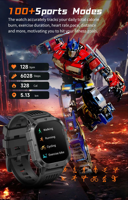 New Custom Co branded Men Transformers Smart Watch Outdoor 100mAh Battery GPS Flashlight BT Call Waterproof Sports Smartwatches