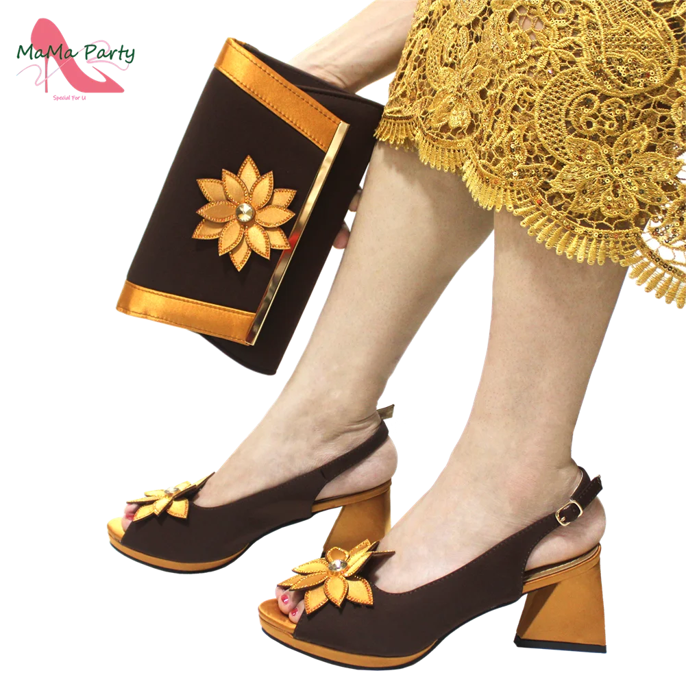 2024 New Design Special Fashion African Women Shoes Matching Bag Set High Quality with Platform Comfortable Heels for Part