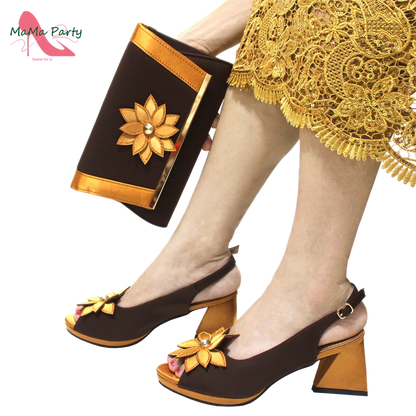 2024 New Design Special Fashion African Women Shoes Matching Bag Set High Quality with Platform Comfortable Heels for Part