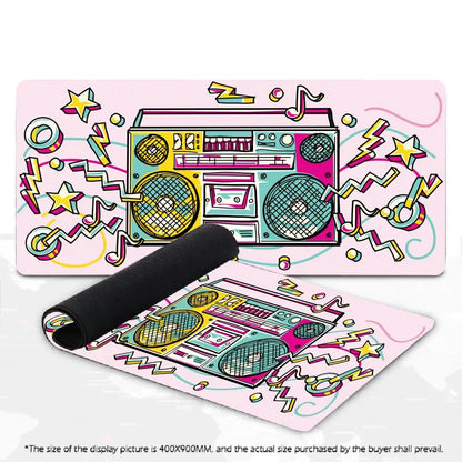 Large Anime Boombox Mouse Pad Big Gaming Desk Mat Retro Radio Printed Anti‑Slip Extra Wide Mousepad for PC Laptop Gamer