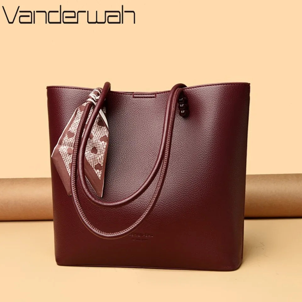 Genuine Brand Luxury Purses and Handbags Women Bags Designer Soft Leather Shoulder Top-handle Commute Bag Female Sac A Main Tote