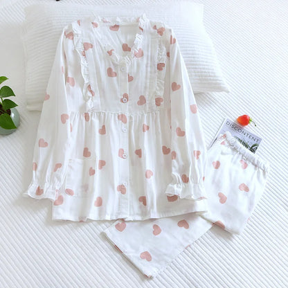 Pure cotton gauze Thin Japanese kimono Nursing pajamas Pregnant women's home clothing