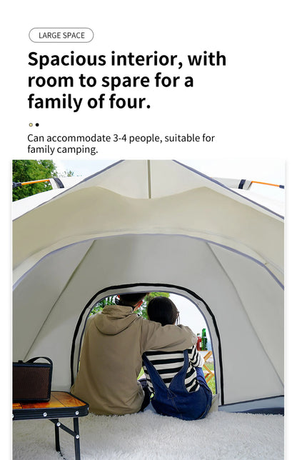 Outdoor Folding Tent Fully Automatic Quick Opening Tent 3-4 Person Self Driving Camping Tent Rain Proof Sun Proof Portable