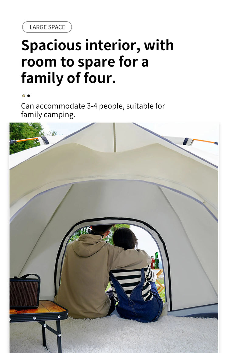 Outdoor Folding Tent Fully Automatic Quick Opening Tent 3-4 Person Self Driving Camping Tent Rain Proof Sun Proof Portable