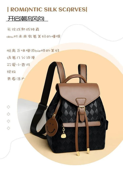 Women Backpack Soft Pu Leather Black Casual Multifunctional College Bag Capacity Shoulder Bag Trave Handle Bag