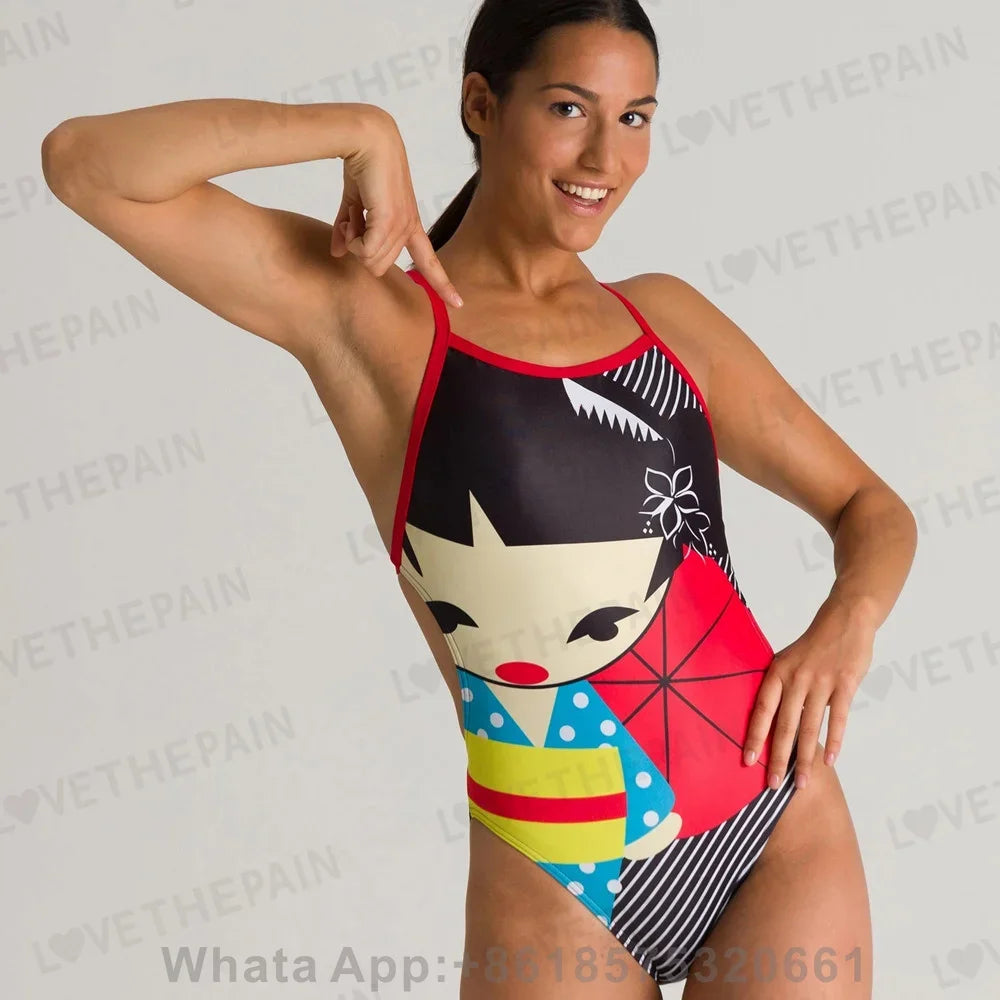 Thin Strap One Piece Swimsuit Women one piece swimsuit Ideal for training and competition Competitive Swimsuit Training Swimwea