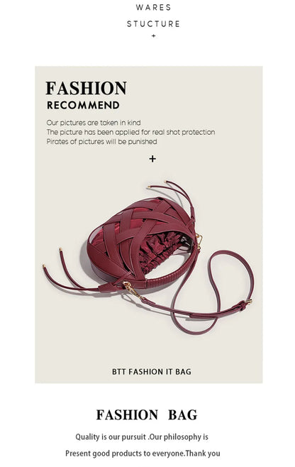 Fashion Woven Hollow Women Handbags Luxury Designer Ladies Shoulder Messenger Bag Small Totes Tassel Lady Composite Bag Burgundy