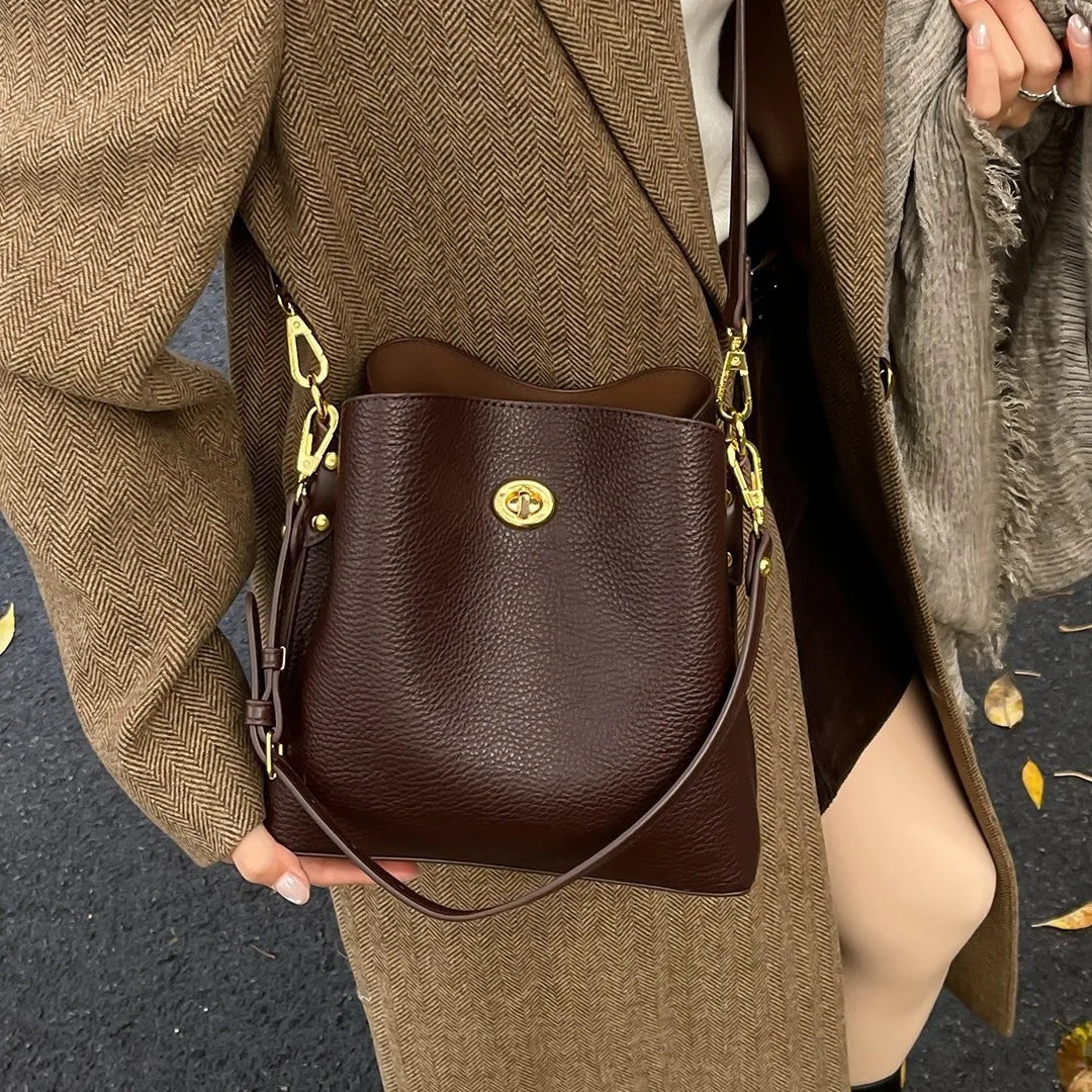 Fashion Women PU Leather Handbags Large Capacity Fashion Female Bucket Shoulder Bag Ladies Messenger Bag Purses and Handbags