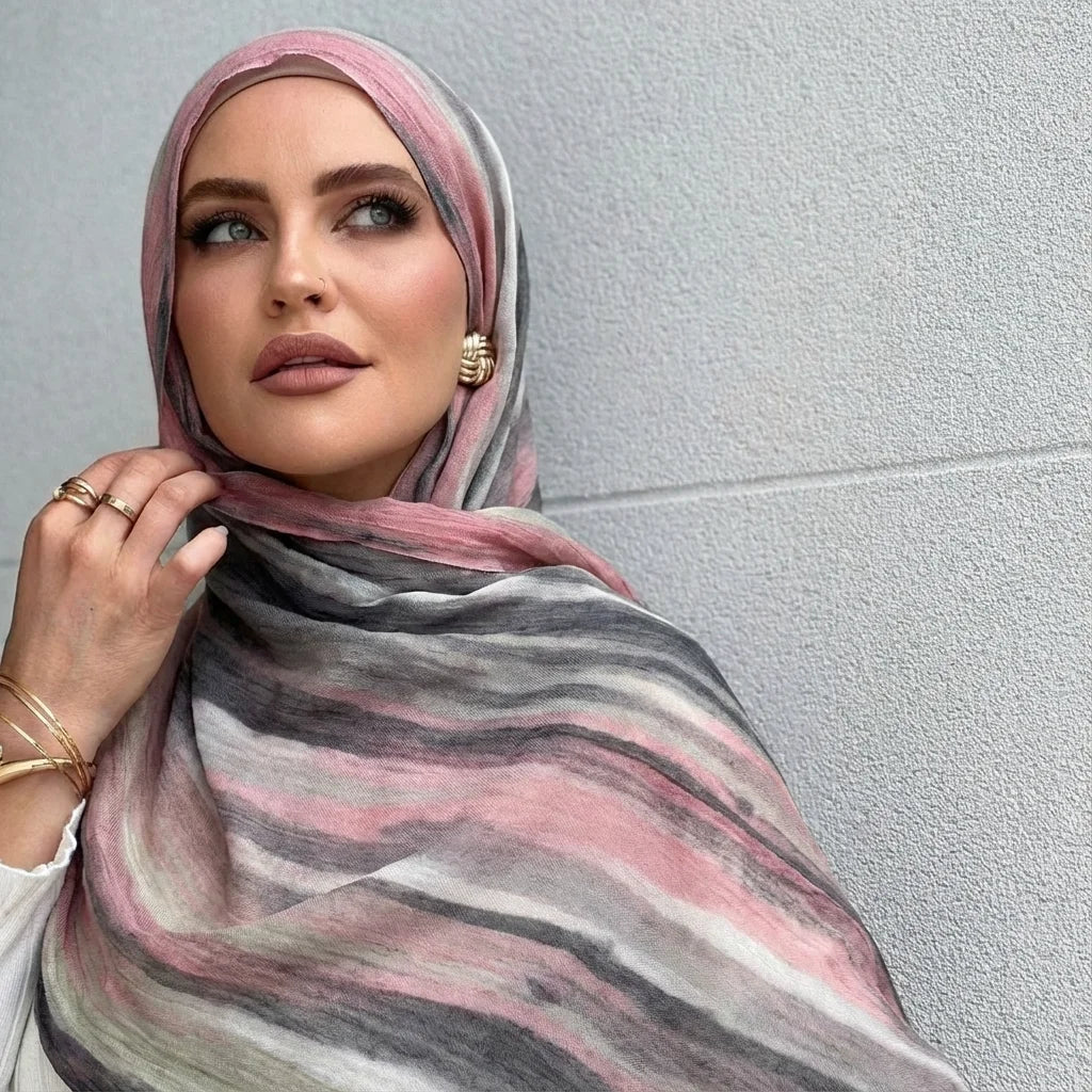 Women Big Size Plain Solid Cotton Rayon Crease Hijab Scarf Lady High Quality Wraps and Shawls Musulman Headband Islamic Turban