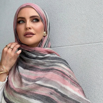 Women Big Size Plain Solid Cotton Rayon Crease Hijab Scarf Lady High Quality Wraps and Shawls Musulman Headband Islamic Turban