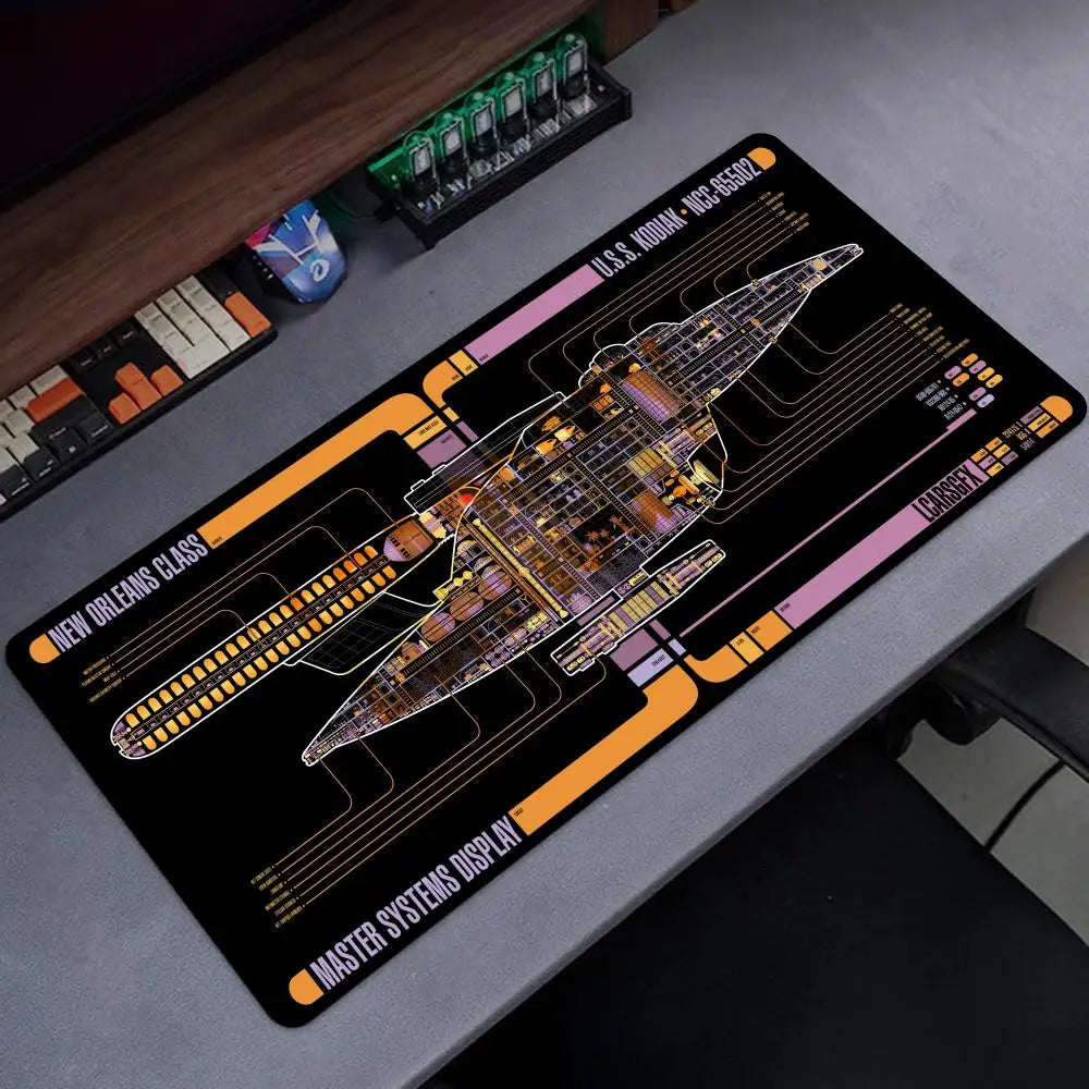Starship Blueprint Pad Desk Pad Mouse Pad Gamer Computer Cabinet Star Trek Game Office Accessories Keyboard Anime Extended Large