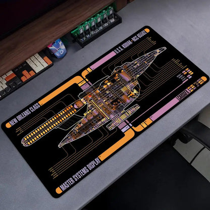 Starship Blueprint Pad Desk Pad Mouse Pad Gamer Computer Cabinet Star Trek Game Office Accessories Keyboard Anime Extended Large