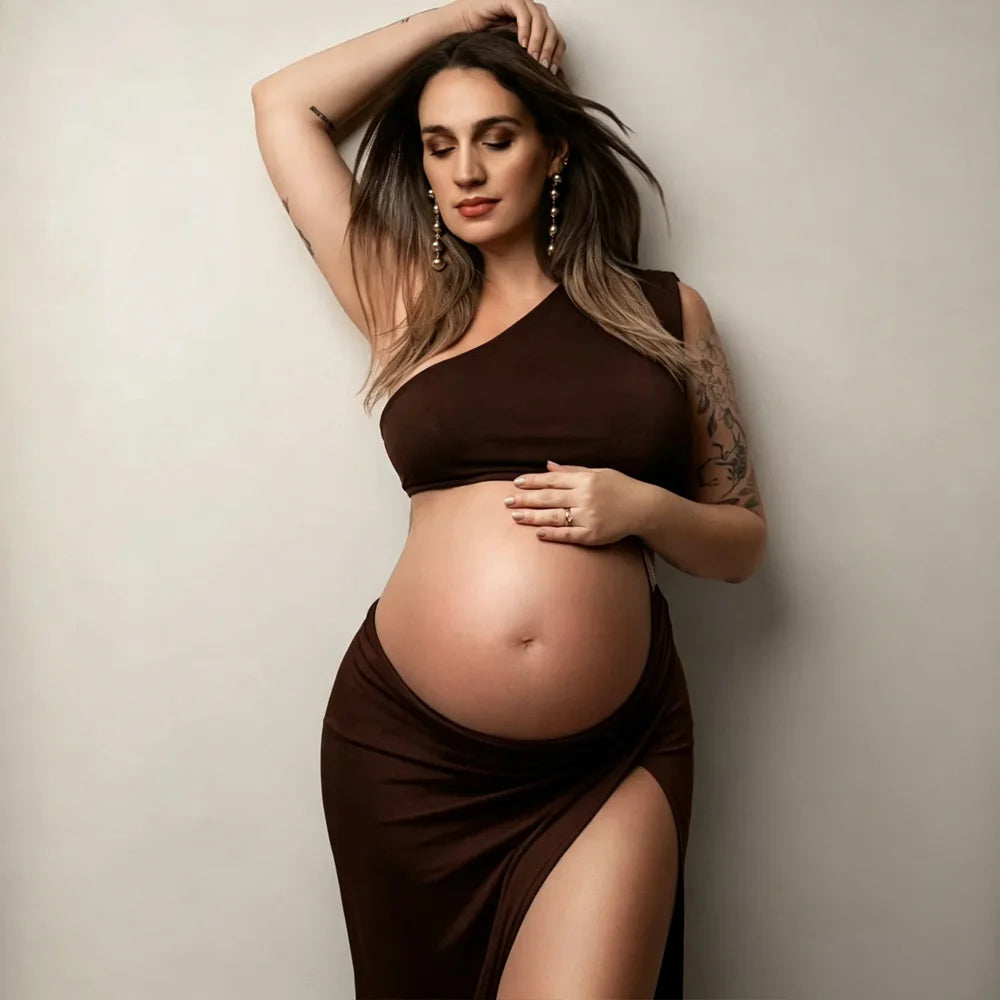 Pregnancy Photography Outfit One Shoulder Sleeveless Side Slit Dress  Photography Dress For Women Photography Studio Clothing