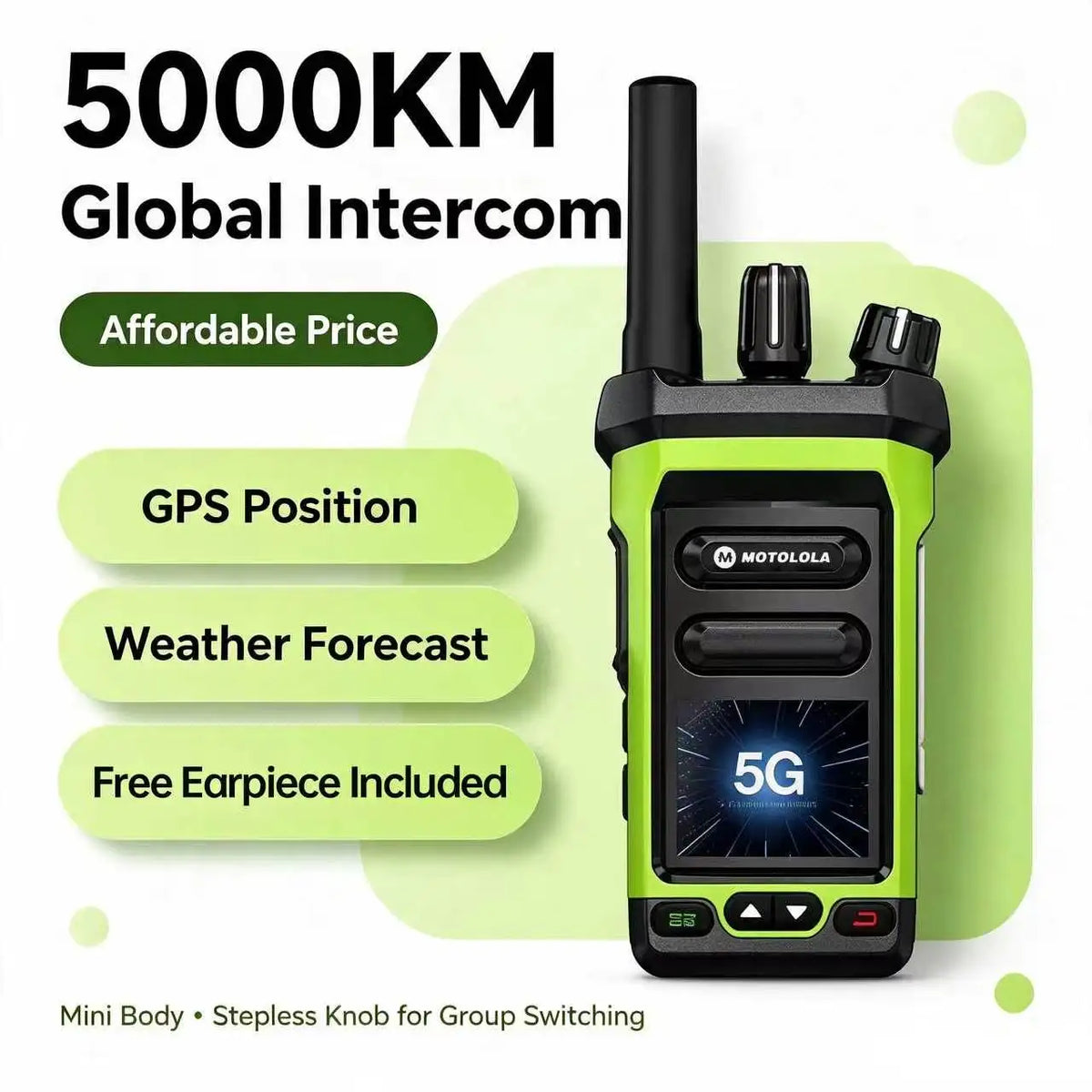 4G LTE Mini Android Walkie Talkie PTT Long Range 5000Km Intercom Sim Card Compatible POC-Global Radio