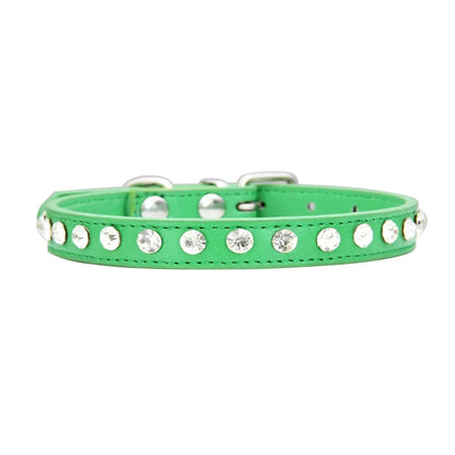 Personalized Rhinestones Dog Collar 16 Colors PU Leather for Small Dog Puppy Chihuahua Pink Pet Strap Necklace Pet Accessories