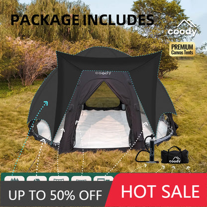 Coody Dome Air Tent Black Classic Geodesic Inflatable Shelter Outdoor Camping Family Dome Canopy Tent