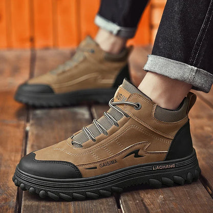 British Style Men's Motorcycle Boots High Top Tooling Shoes For Men Casual Boots Fashion Leather Ankle Boots Man Platform Boots