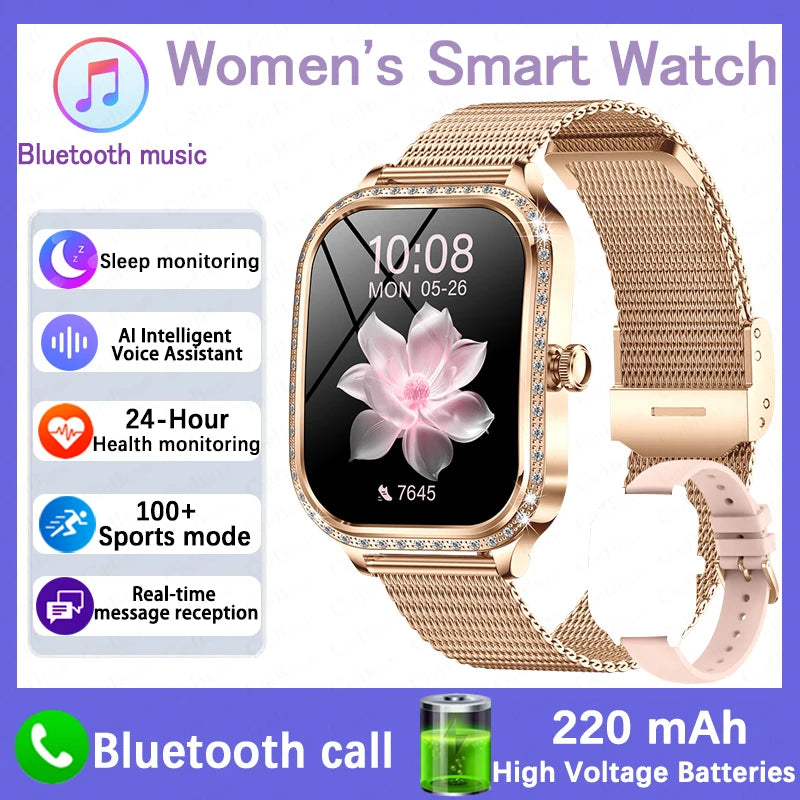 Fashion Women Diamond Watch 1.75 inch 360*360 HD Display Heart Rate Blood Oxygen Monitoring Bluetooth Call Smartwatch 2026 New