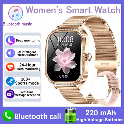 Fashion Women Diamond Watch 1.75 inch 360*360 HD Display Heart Rate Blood Oxygen Monitoring Bluetooth Call Smartwatch 2026 New