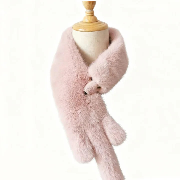 Winter Kawaii Fox Shape Plush Scarf Cute Fun Imitation Sable Soft Windproof Scarf Unisex Warm Fashion Versatile Fur Accessories