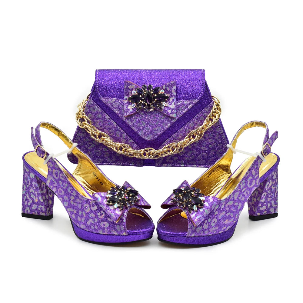 African Matching Shoes and Bags for Party Nigerian Ladies Super High Heels Sandals for Party Elegant Heeled Shoes for Women