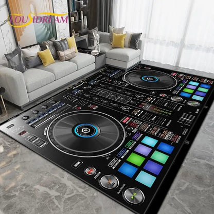 DJ Music Screen Area Rug, Creative Non-Slip Living Room Carpet, Modern Runner Floor Mat for Bedroom & Studio Decor, 1PC