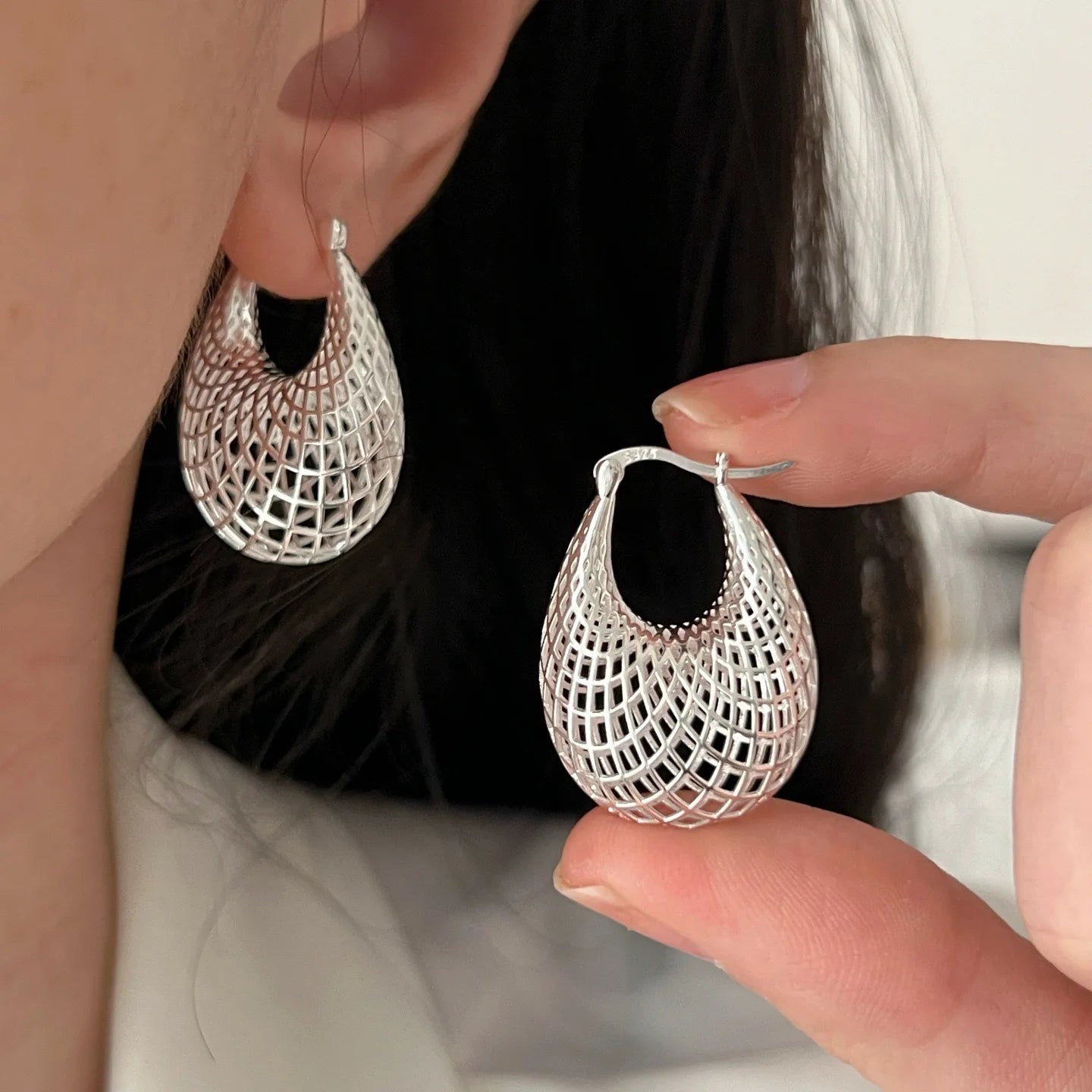 925 Sterling Silver Vintage Earrings For Women Trendy Simple Big Web Earring Jewelry Prevent Allergy Party Accessories